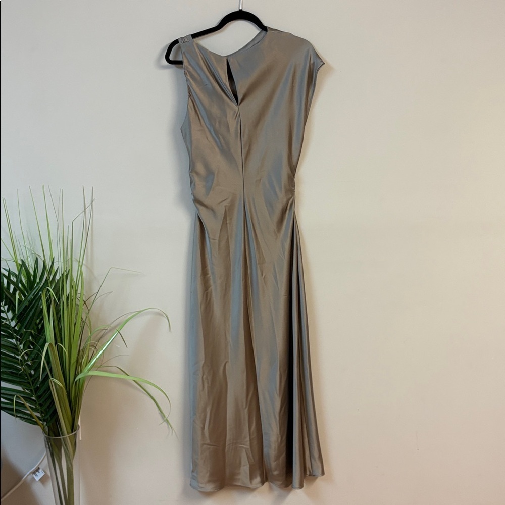 ❤️ As Is - BNWOT Zara Draped Elegant Satin MIDI Dress size L - Picture 5 of 9